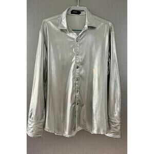 Jogal Men’s Shiny Metallic Shirt SLIM FIT Long Sleeve READ DESCRIPTION